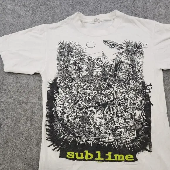 Vintage Y2K Sublime Shirt Mens Small White Skunk Records Long Beach Concert Band - Picture 2 of 10